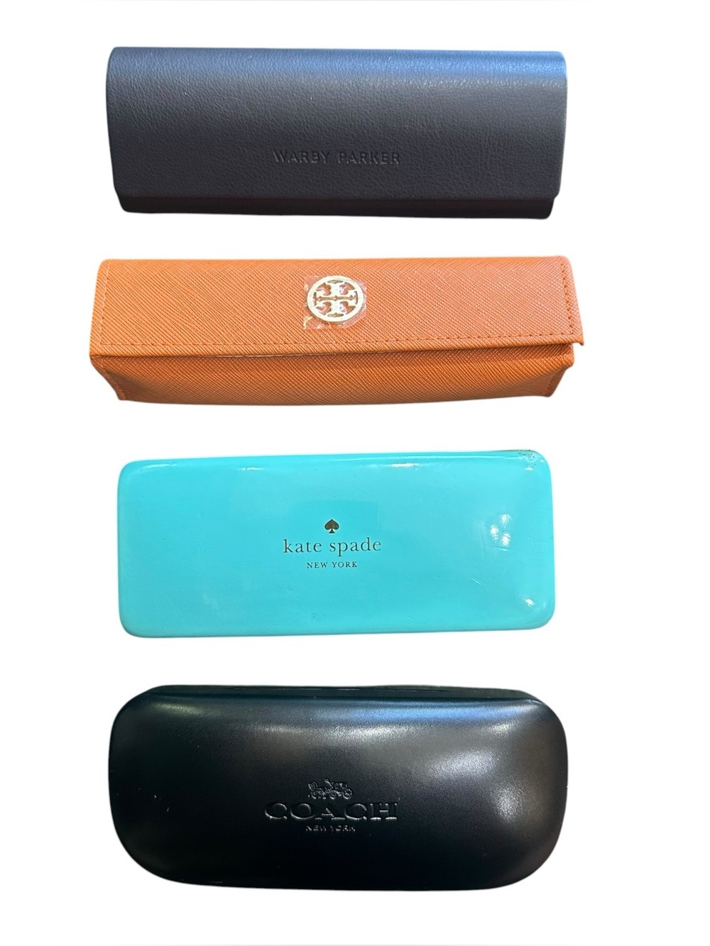 Lot of 4 Coach Kate Spade Tory Burch Warby Parker Hardshell Eye/Sunglass Cases